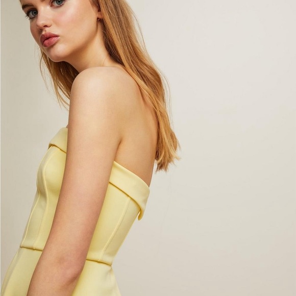 Miss Selfridge Light Yellow Scuba Bandeau Dress - Picture 2 of 8